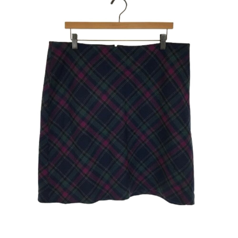 NWT Talbots Womens Size 16 Multicolor Dark Plaid Wool Blend Mini Skirt NEW